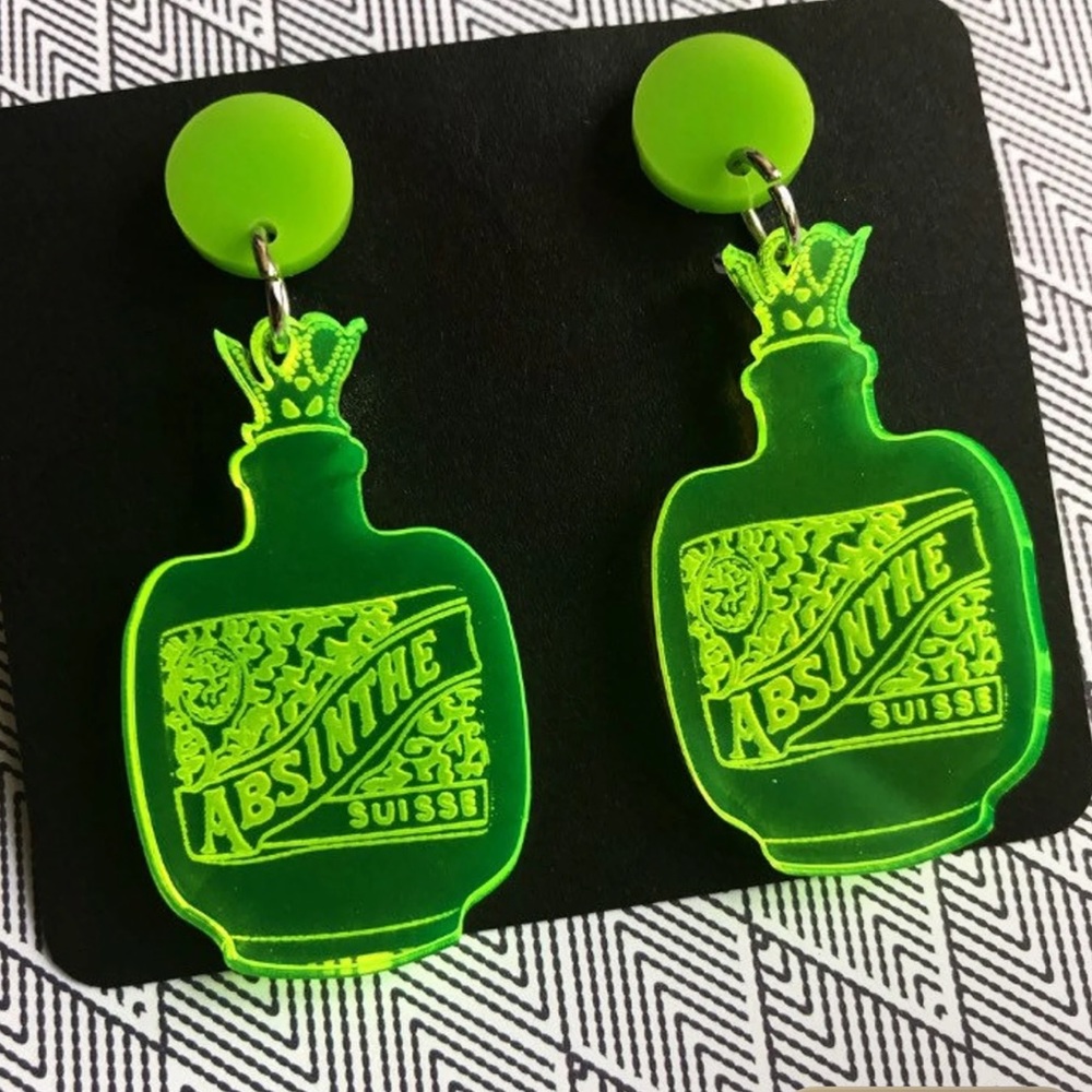 Absinthe bottle earrings
